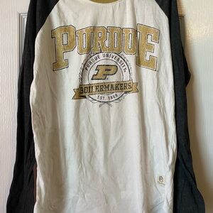 Pressbox Black and White Purdue Long Sleeve Baseball Tee